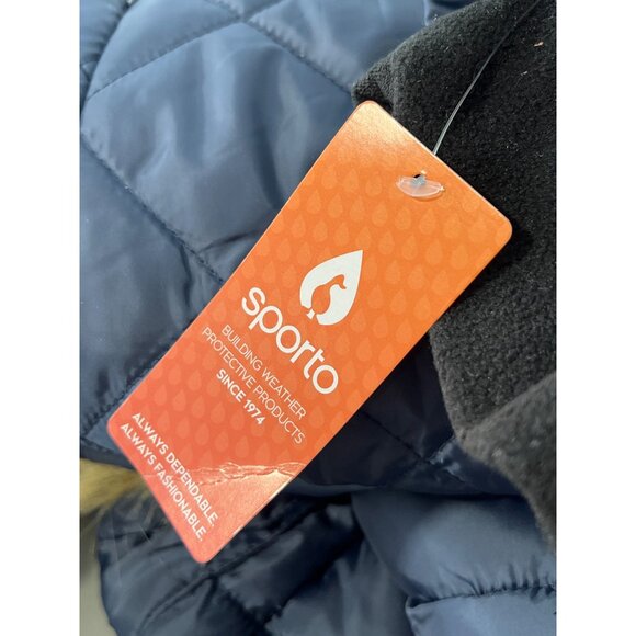 Sporto Tulip Quilted Water Resistant Parka Coat Plus Size 3X Navy Blue Snow NEW - Picture 7 of 9